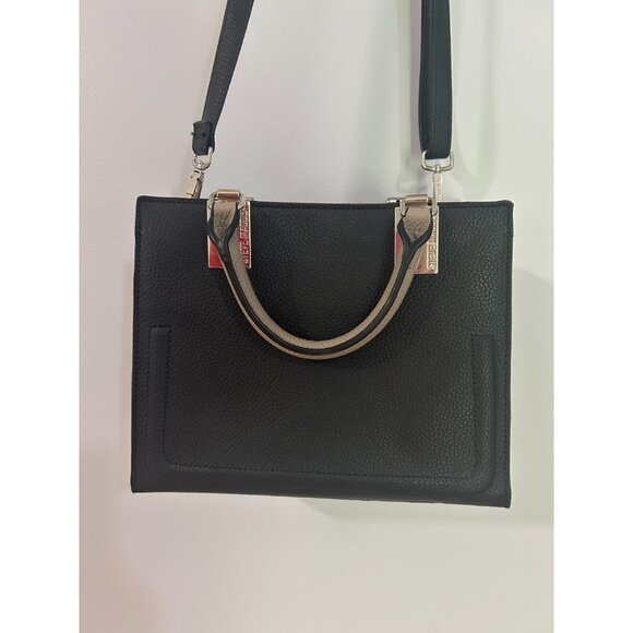 Steve Madden Crossbody Hand Bag Black Purse Classic Tote Medium Satchel EUC - Picture 1 of 7